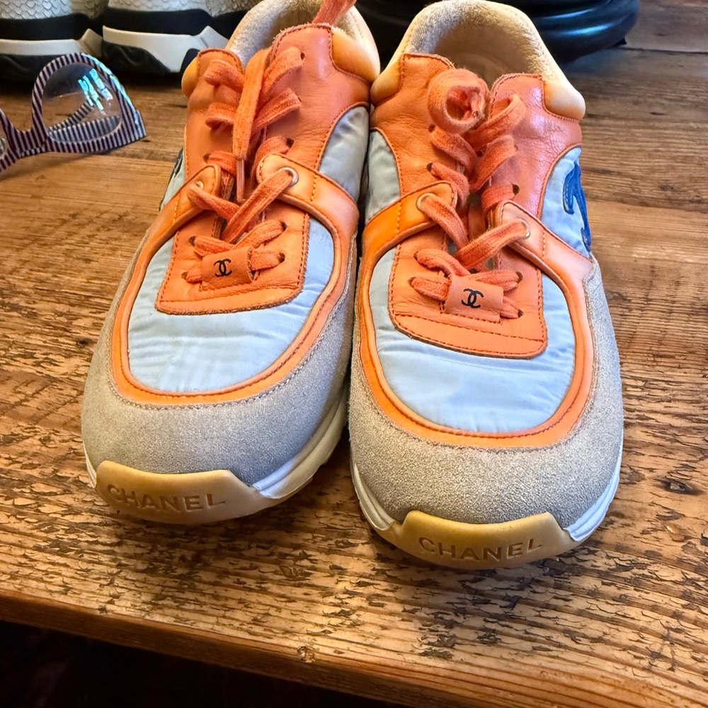 CHANEL Women's Sneakers in Orange and Blue - Picture 4 of 10